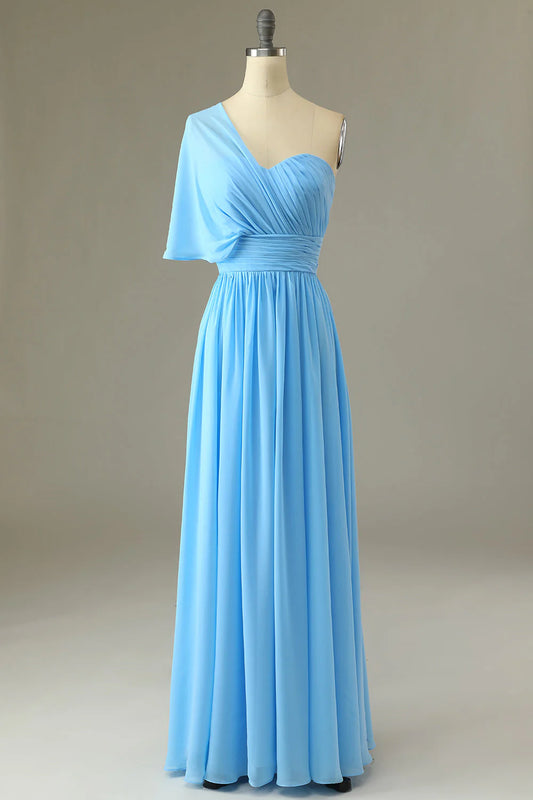 A-Line One Shoulder Bridesmaid Dress