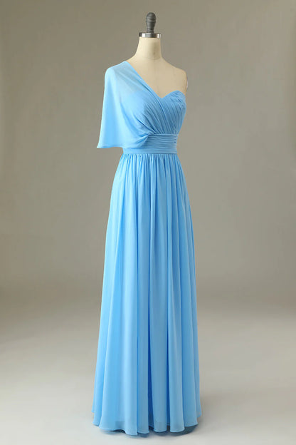 A-Line One Shoulder Bridesmaid Dress