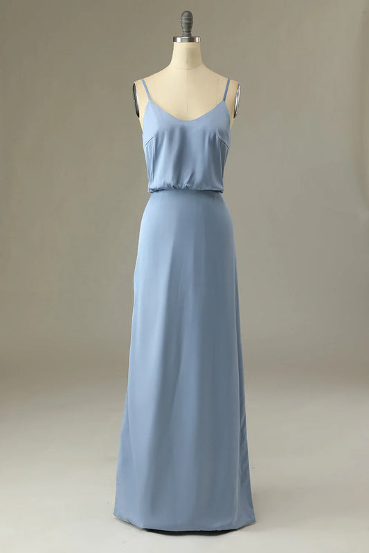 Spaghetti Straps Long Bridesmaid Dress