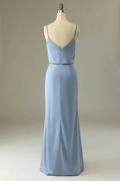 Spaghetti Straps Long Bridesmaid Dress