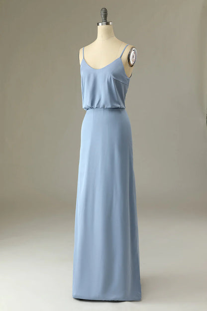 Spaghetti Straps Long Bridesmaid Dress