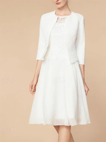 A-Line/Princess 3/4 Length Sleeve Knee Length Mother Of The Bride Dresses