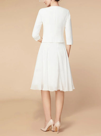 A-Line/Princess 3/4 Length Sleeve Knee Length Mother Of The Bride Dresses