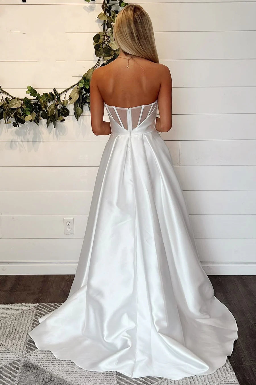 A-Line Strapless Long Wedding Dress