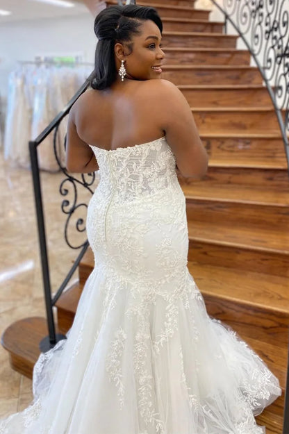Strapless Trumpet Long Wedding Dress With Applique