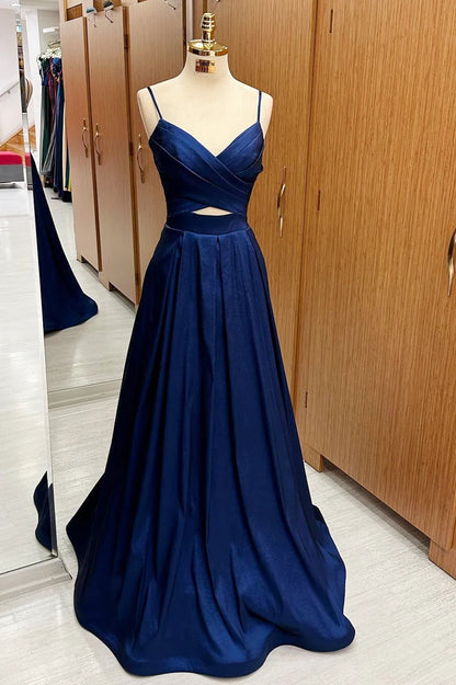 Cutout Lace-Up Long Prom Dress With Open Back