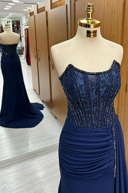 Off-the-Shoulder Long Prom Dresses With Slit