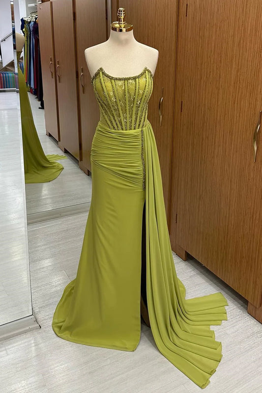 Off-the-Shoulder Long Prom Dresses With Slit