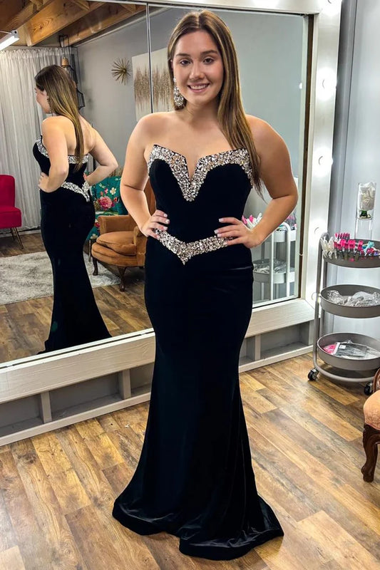 Strapless Rhinestone Mermaid Prom Dresses