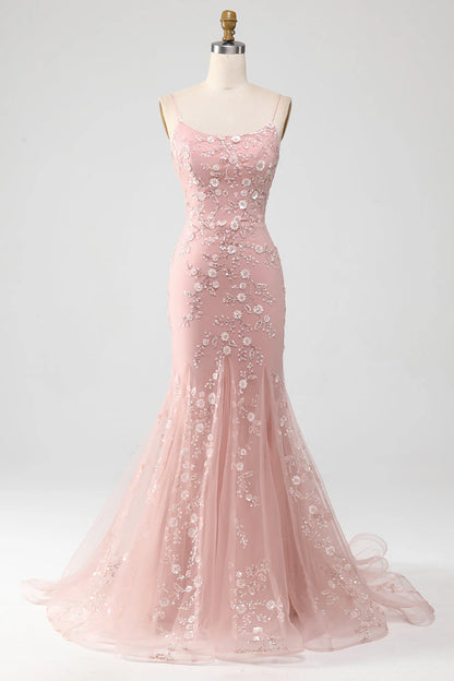 Mermiad Spaghetti Straps Prom Dress With Appliques