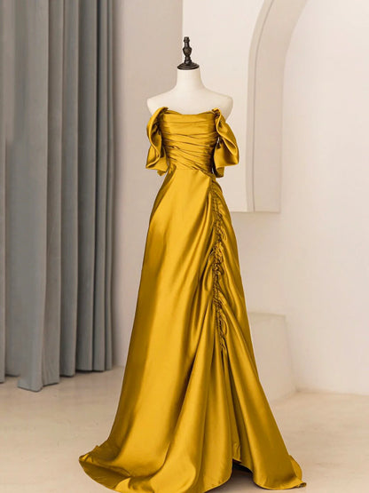 Simple Strapless A-Line Evening Dress