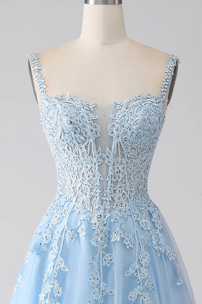 A-Line Corset Prom Dress With Appliques