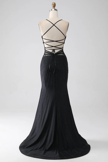 Mermaid Spaghetti Straps Long Prom Dress With Slit