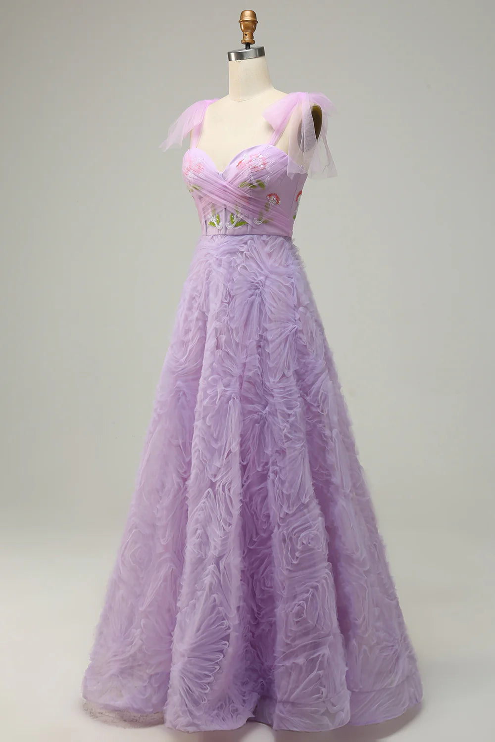 A-Line Tulle Prom Dress With Open Back Chiffon Ruffles