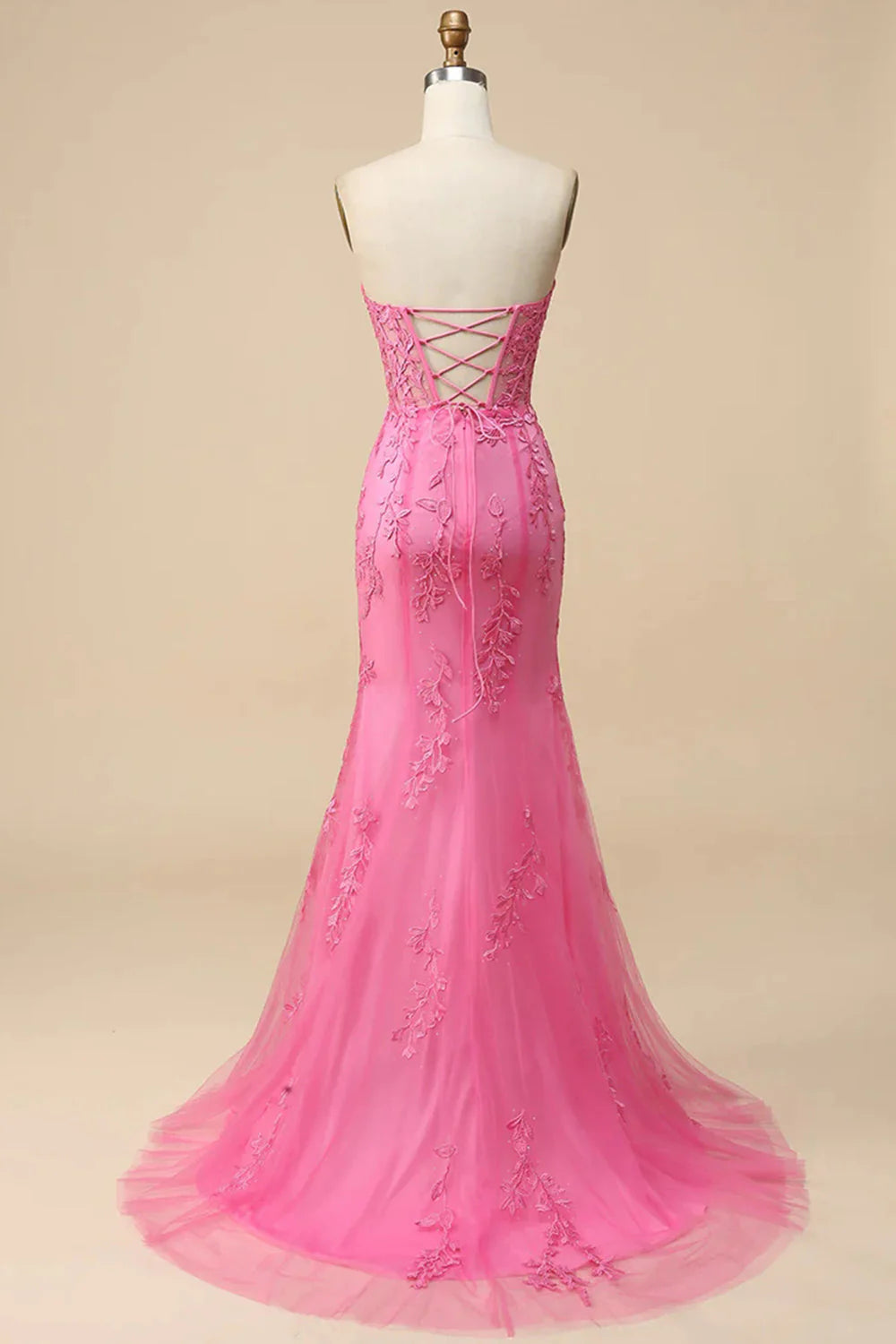 Corset Sweetheart Long Lace Mermaid Prom Dress With Slit