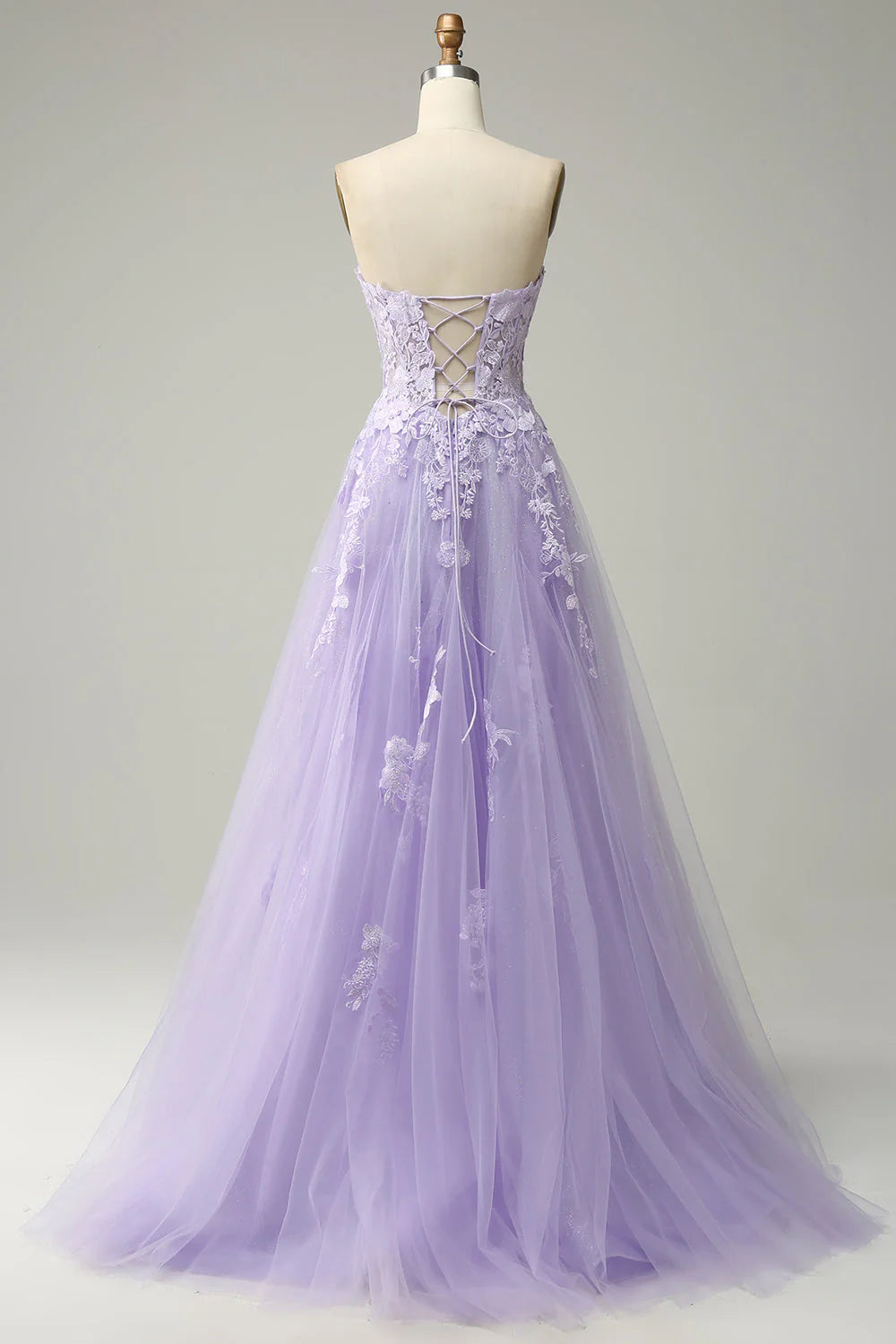 Purple A Line Spaghetti Straps Long Prom Dress With Appliques