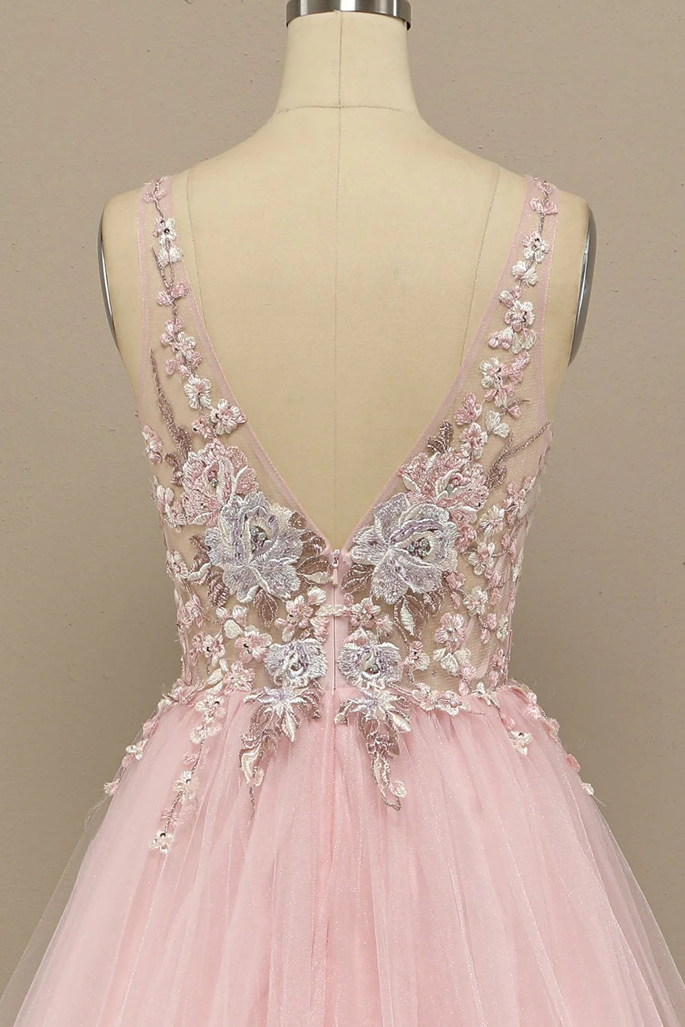 Gorgeous Deep V Neck Prom Dress With Appliques