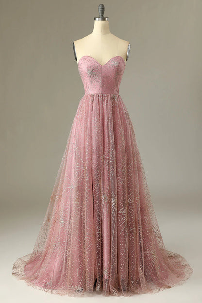 A Line Sweethear Prom Dress With Criss Cross Back
