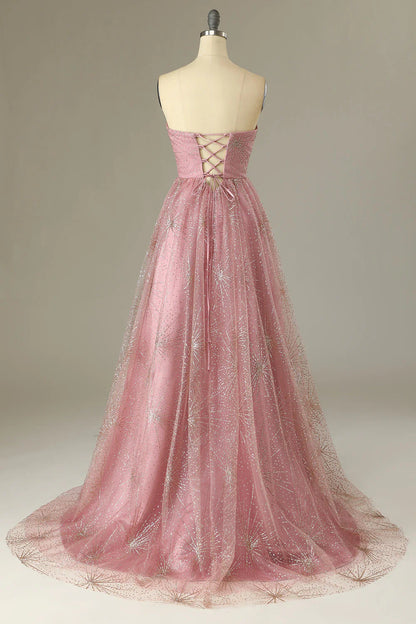 A Line Sweethear Prom Dress With Criss Cross Back