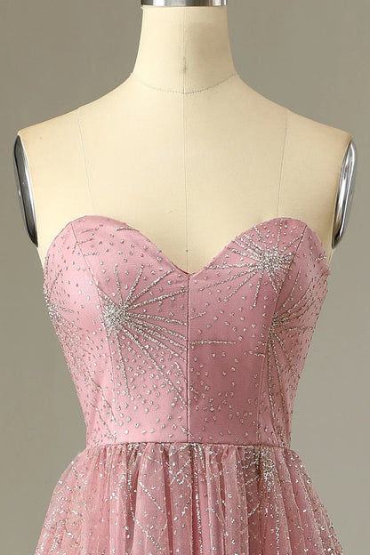 A Line Sweethear Prom Dress With Criss Cross Back