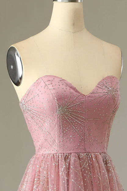 A Line Sweethear Prom Dress With Criss Cross Back