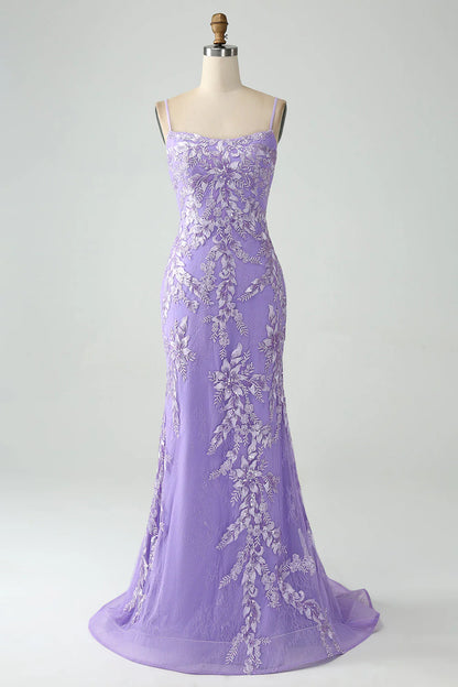 Mermaid Spaghetti Straps Long Prom Dress With Appliques