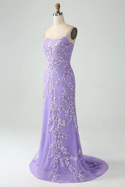 Mermaid Spaghetti Straps Long Prom Dress With Appliques