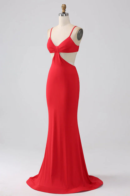 Spaghetti Straps Mermaid Backless Prom Dress