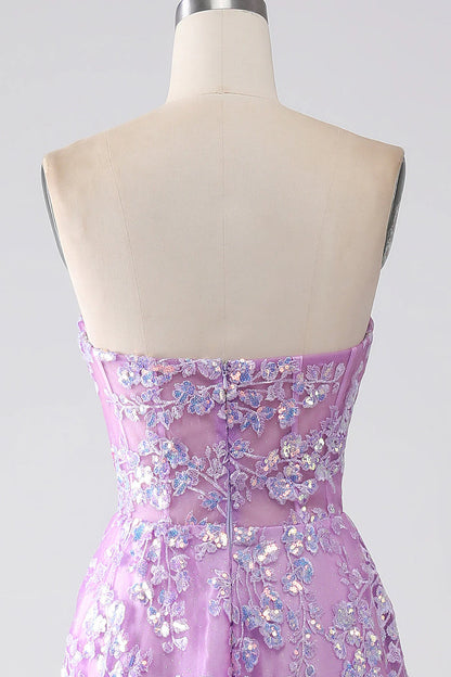 A-Line Strapless Corset Prom Dress with Appliques