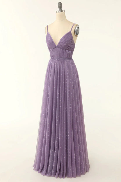 A Line Open Back Long Bridesmaid Dress With Ruffles