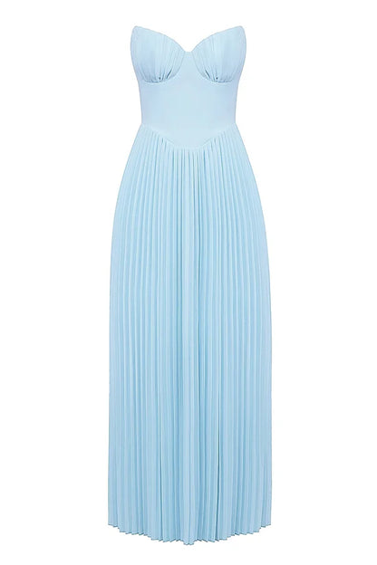 Xuewuba Dress A-line Romantic and Elegant Pleated Strapless Floor Length Prom Dress