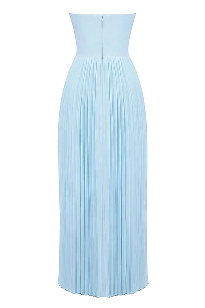 Xuewuba Dress A-line Romantic and Elegant Pleated Strapless Floor Length Prom Dress
