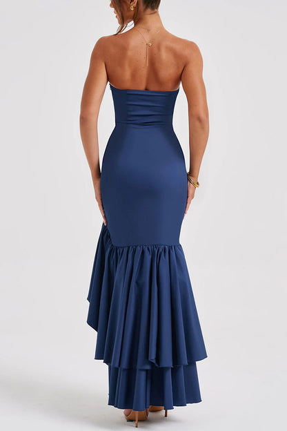 Xuewuba Dress Black Simple Sexy Off-shoulder Slim Fit Irregular Hem Sleeveless Prom Dress