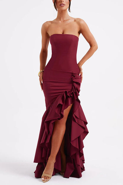 Xuewuba Dress Black Simple Sexy Off-shoulder Slim Fit Irregular Hem Sleeveless Prom Dress