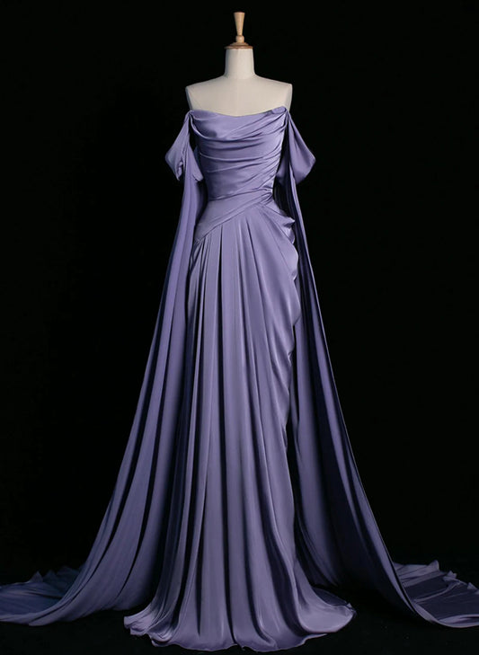 Xuewuba Dress Elegant Purple Satin Prom Dress Draped Bodice Formal Evening Dress Prom Dress Formal Wear Dresses