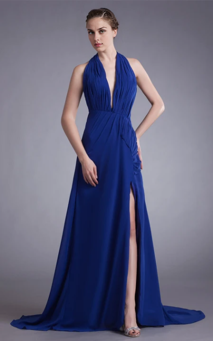 Xuewuba Dress Gossamery Backless Halter Sleeveless Chiffon Special Occasion Dresses Prom Dress Formal Wear Dresses