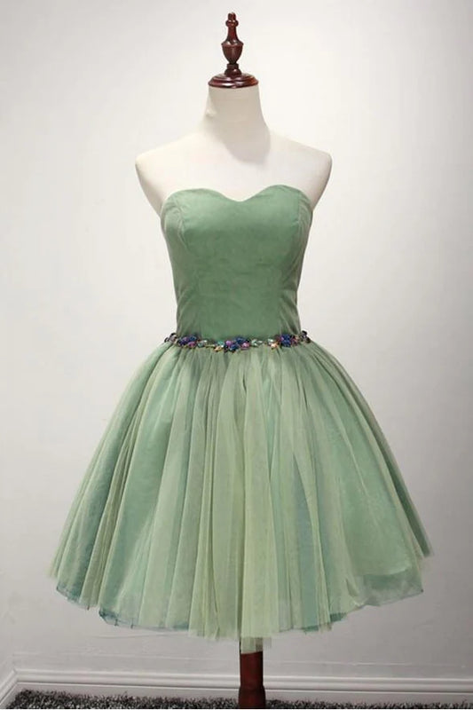 Xuewuba Dress Green Ball-gown Sweetheart Short Tulle Homecoming Dress With Beading