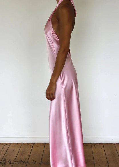 Xuewuba Dress Light Pink Crossover Maxi Dress Prom Dress Yellow Halter Backless Long Prom Dress Wedding Guest Dress