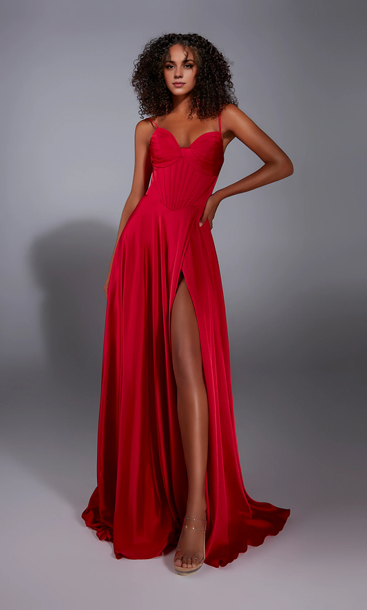 Xuewuba Dress Long Sweetheart Neckline Corset Flowy Formal Dresses With Slit Prom Dress Formal Wear Dresses