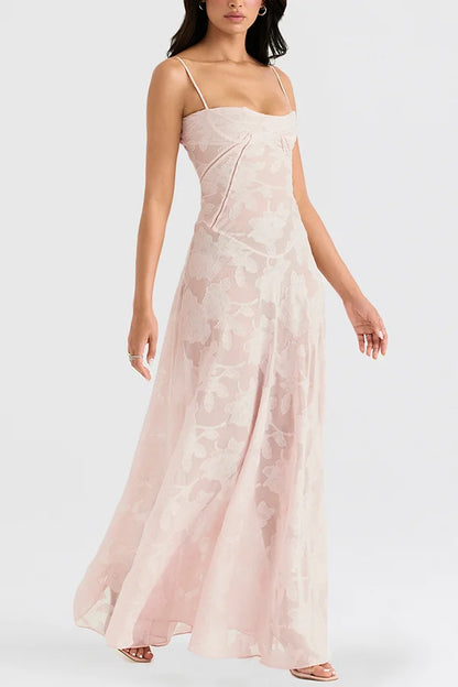 Xuewuba Dress Romantic Vintage Feel Back Lace-up Spaghetti Straps Floaty Floor Length Prom Dress