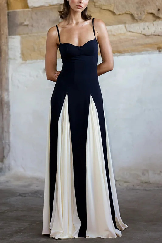 Xuewuba Dress Timeless Elegance Panelled Tulle Spaghetti Straps A-line Sleeveless Maxi Prom Dress
