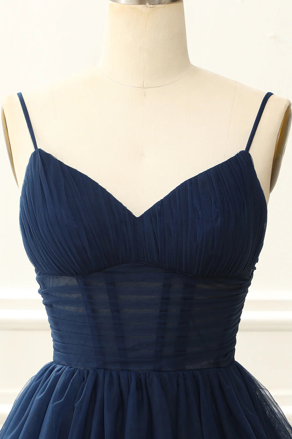 Navy A Line Tulle Corset Homecoming Dress