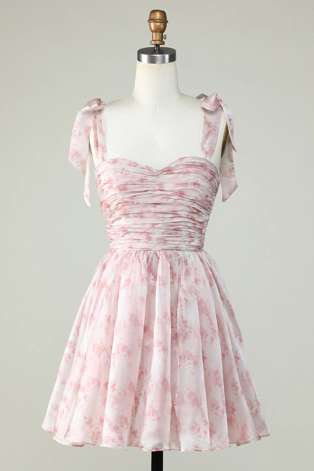 A Line Printed Cute Homecoming Dress With Ruffles