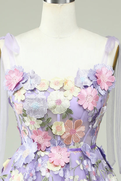 A-Line Corset Homecoming Dress With 3D Flowers