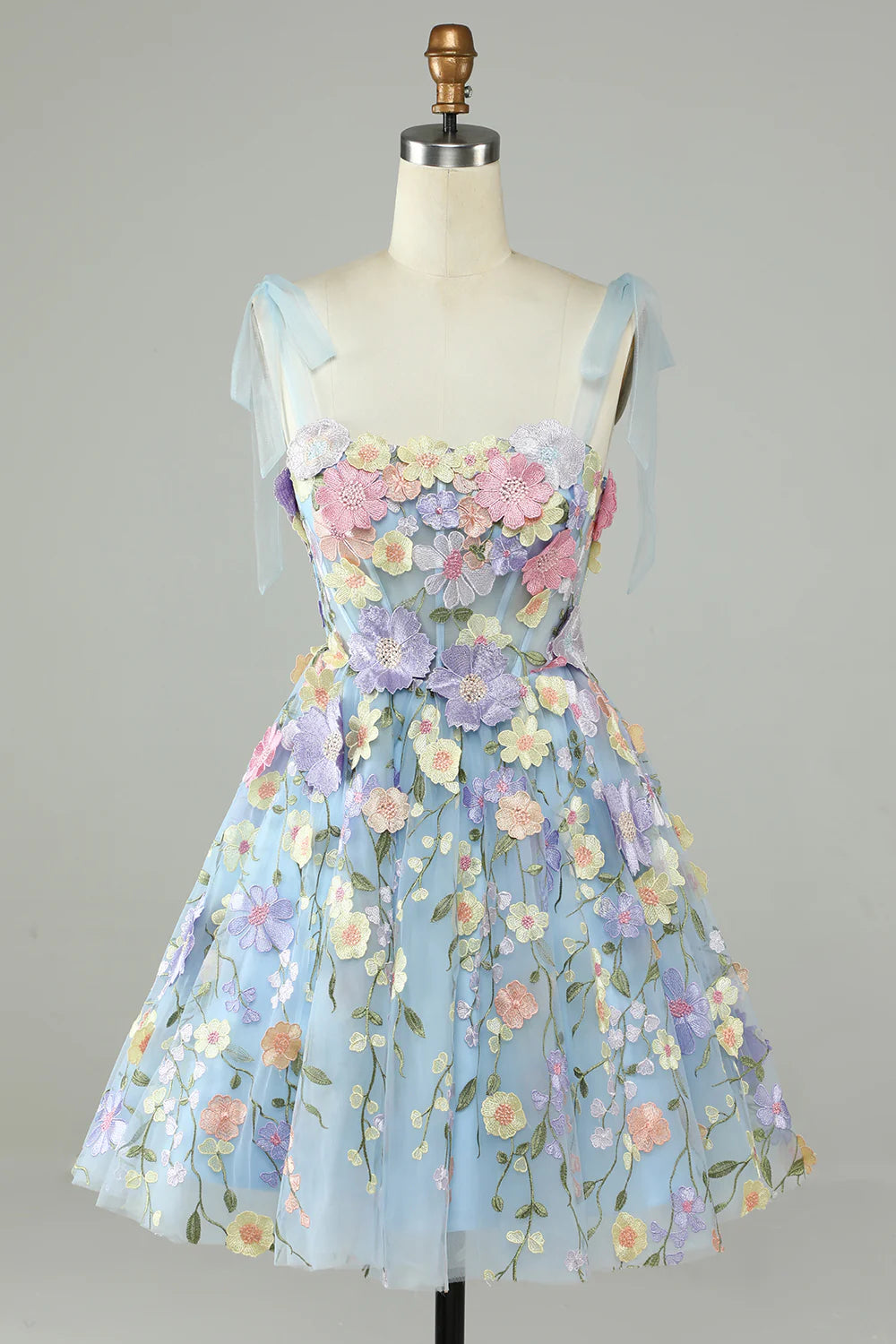 A-Line Corset Homecoming Dress With 3D Flowers