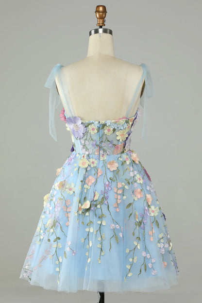 A-Line Corset Homecoming Dress With 3D Flowers