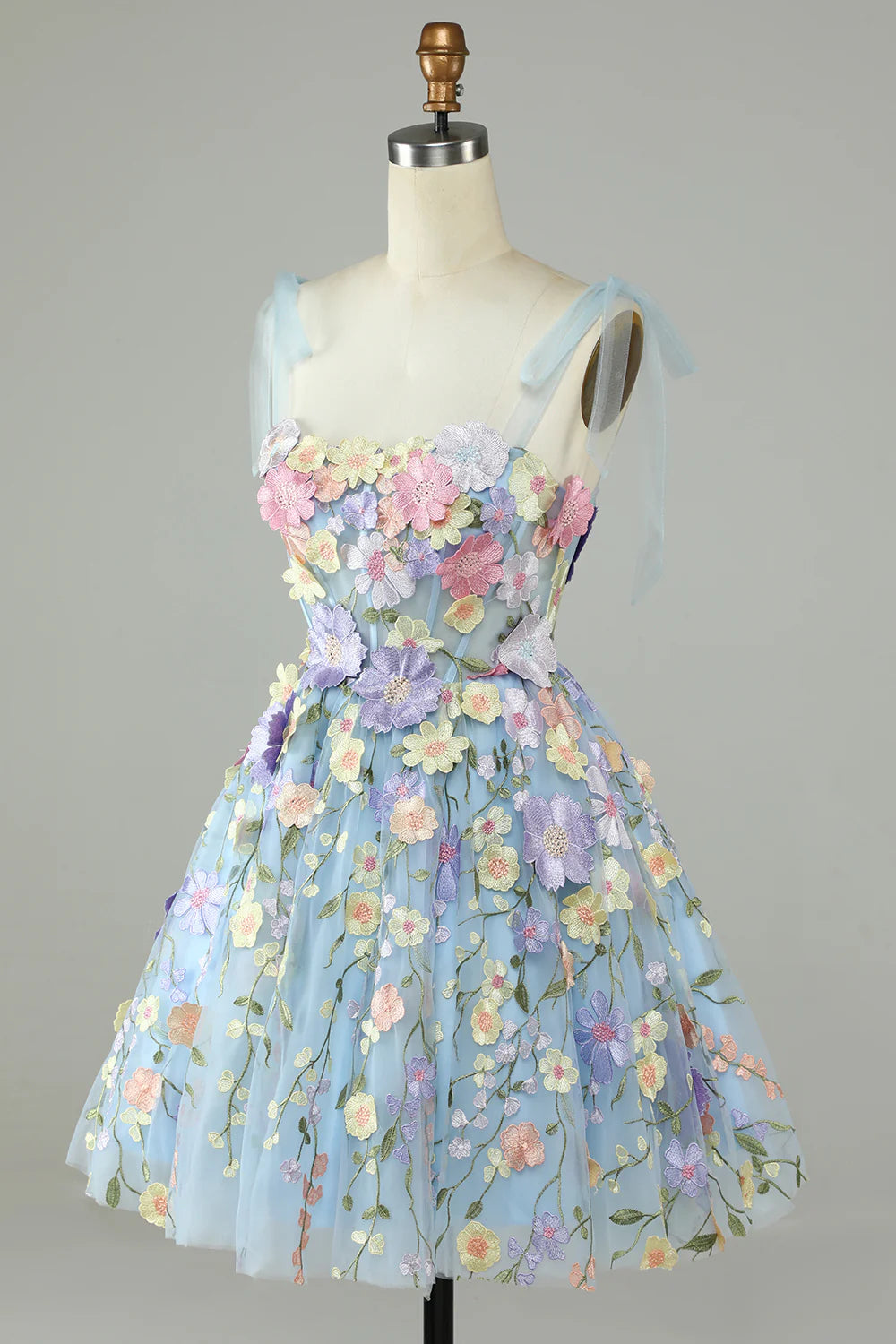 A-Line Corset Homecoming Dress With 3D Flowers