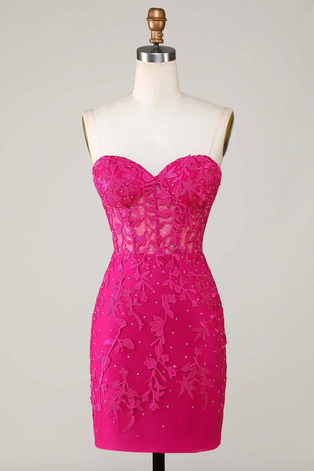 Strapless Tight Homecoming Dress With Appliques