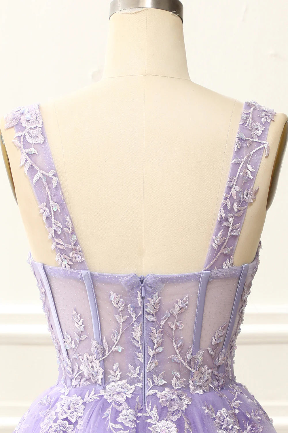 A Line Mini Corset Lilac Homecoming Dress With Appliques