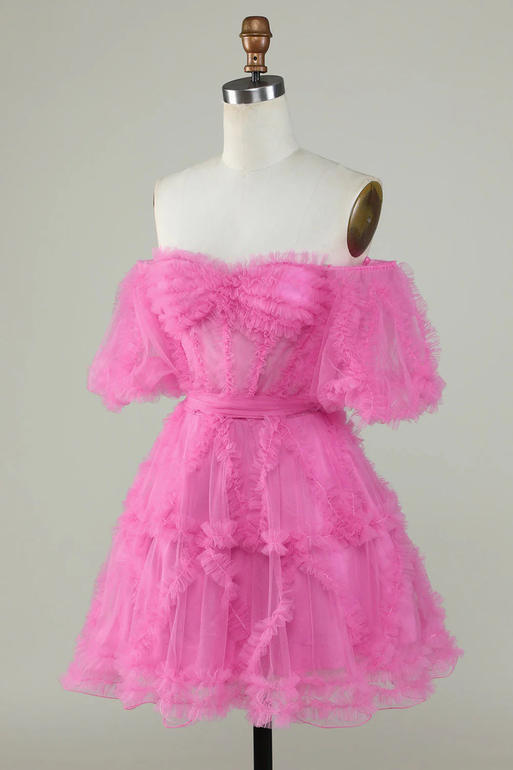 Stylish Off The Shoulder Tulle Corset Homecoming Dress